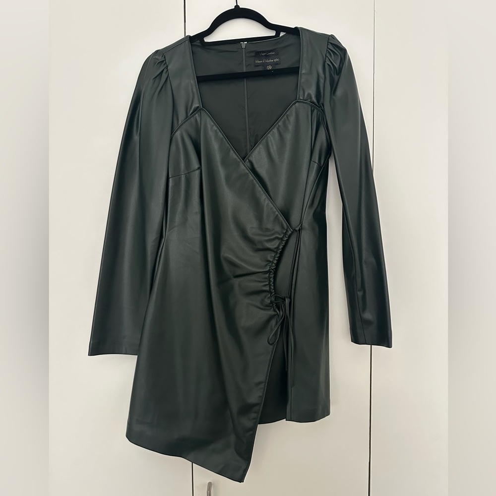 House of Harlow - Dark Green Vegan Leather mini dress - Size M